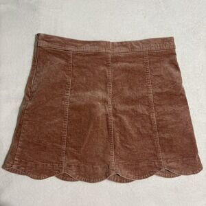 Altar'd State‎ Sophia Mini Skirt Pink Corduroy Scalloped Hem Lined Size L